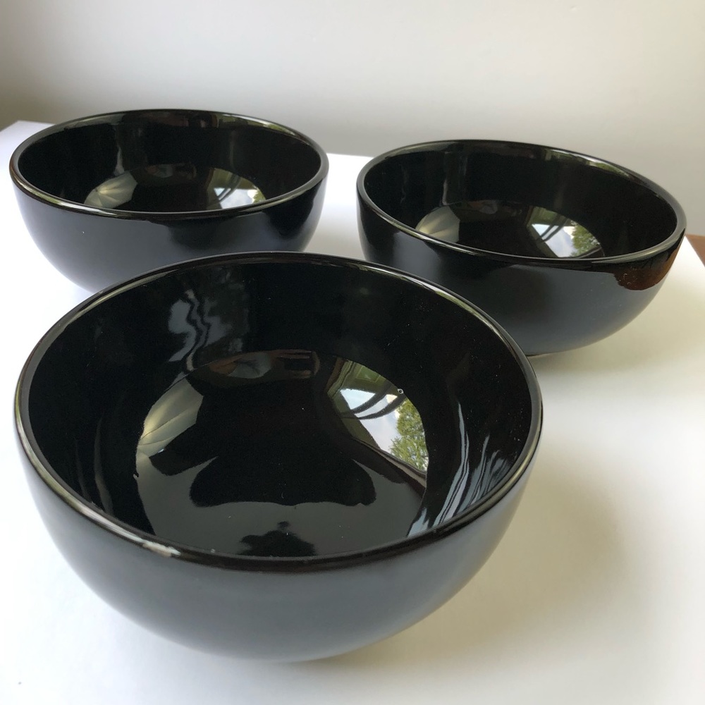 Varages France Luberon Black 6” Cereal Bowls HTF